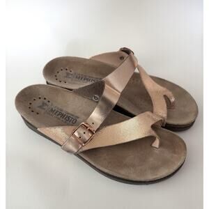 Mephisto Air-Relax Sandals Womens Size 9 EU 40 Rose Gold Leather Thong Shoes